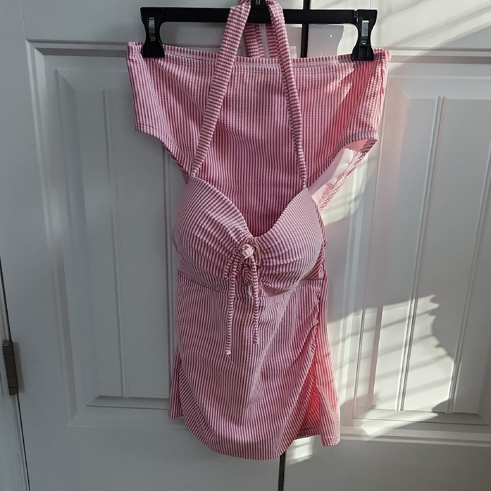 Drapet James Elegant 2 Piece Pink And White Striped Bathing Suit...